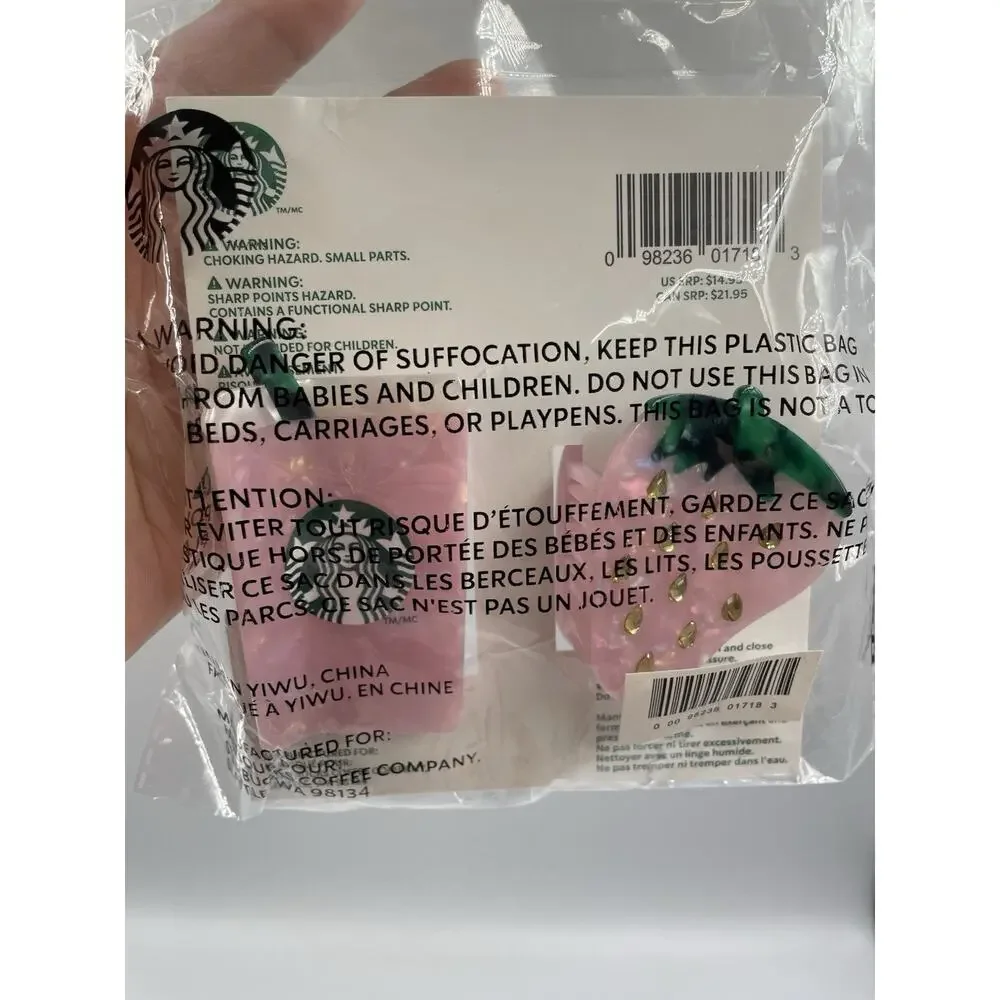 Starbucks Pink Drink Hair Clips 2 Pack Limited Edition Summer 2026
